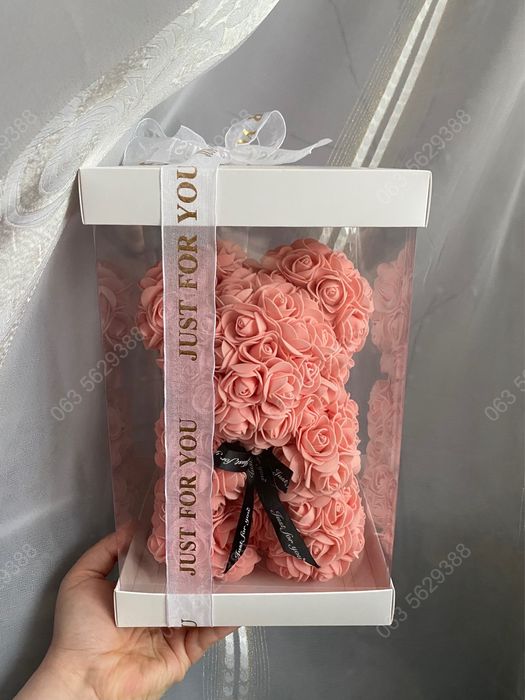 Медведик з троянд, мишка из роз,подарунок на 8 березня, свято весни