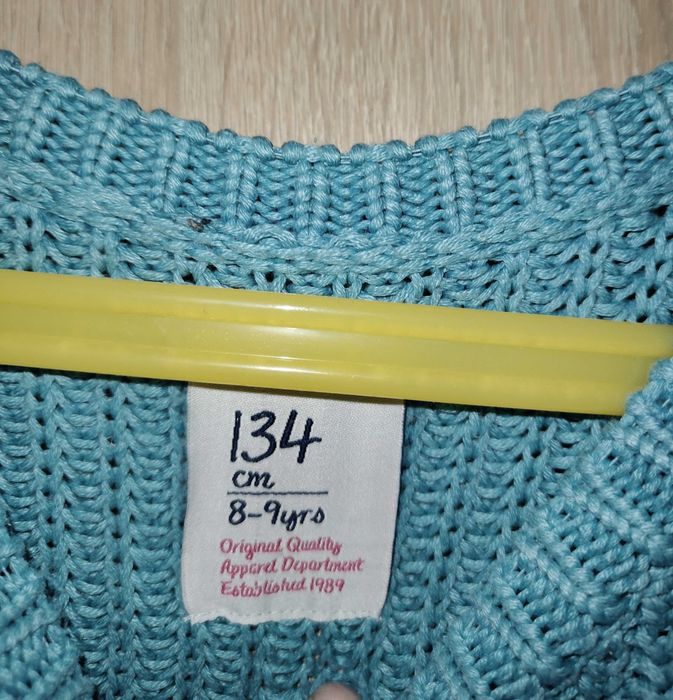 Sweter bawełna bawełniany Reserved turkusowy niebieski 134