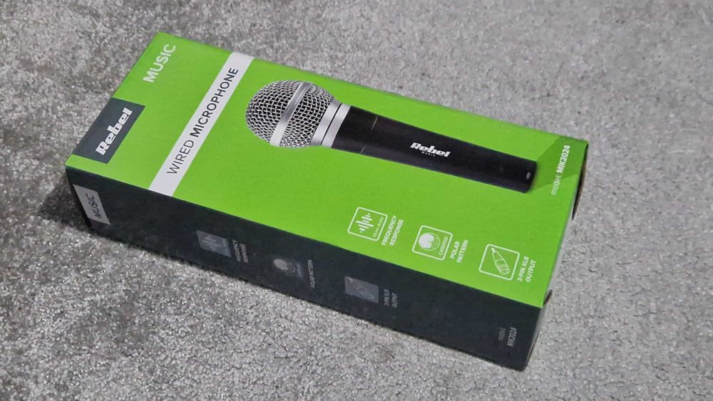 NOWY Mikrofon Dynamiczny Przewodowy REBEL DM-80 MIK2024 z kablem (1/2)