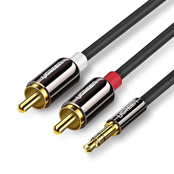 Ugreen kabel przewód audio 3,5 mm mini jack - 2RCA 2 m czarny (AV116,