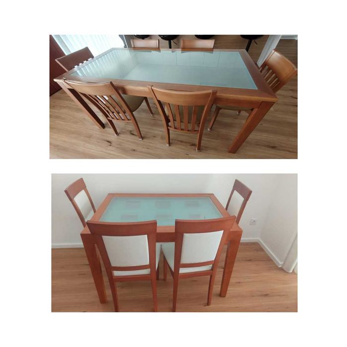 2 Mesas extensíveis com Cadeiras (6 e 4 lugares)