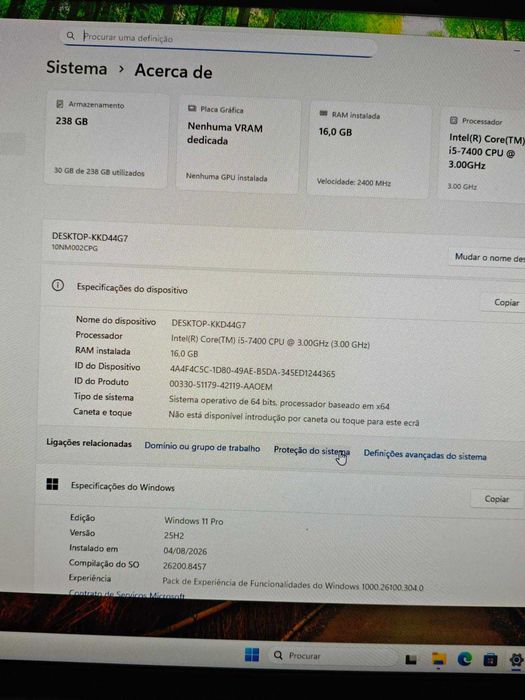 PC Lenovo V520S | Intel i5-7400 | 16GB RAM | SSD 256GB | Windows 11 Pro