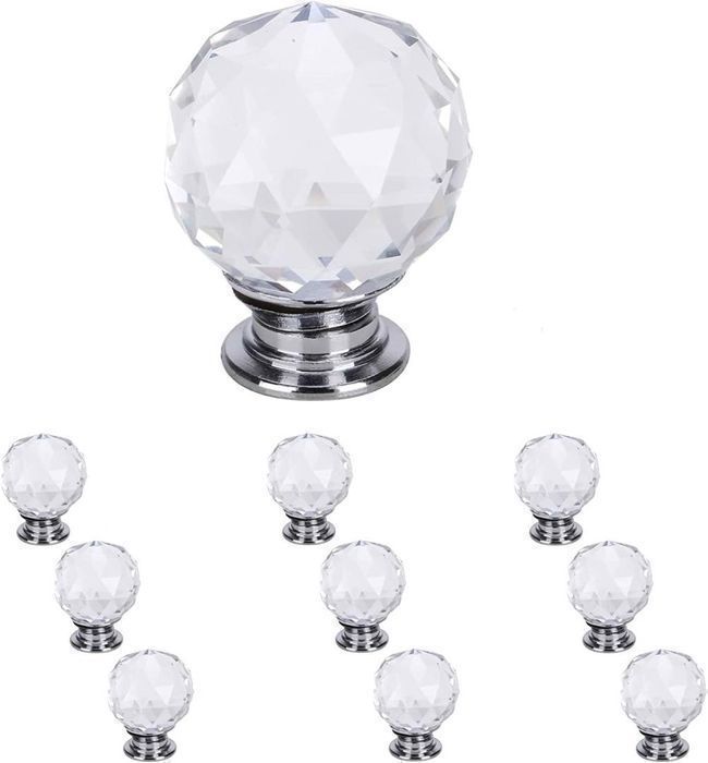 Uchwyty szklane do drzwi szuflady szafki 10szt