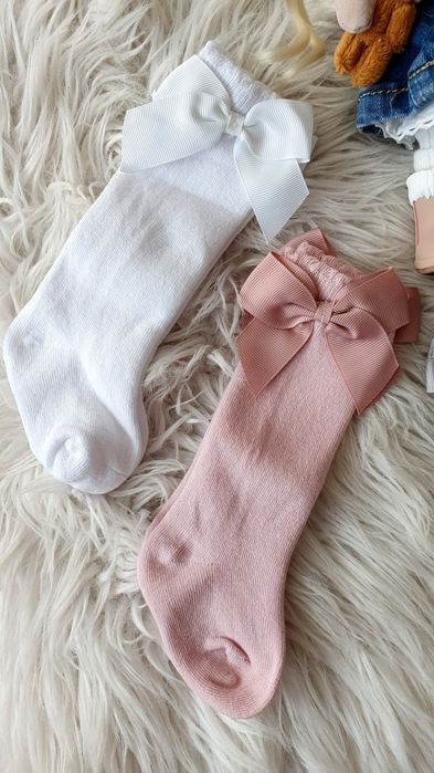 Podkolanówki grubsze jesień/zima kokardka dziecięce dziewczęce 74 - 80