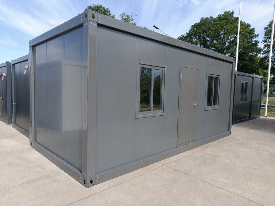 Kontenery antracytowe 6x3m biurowe, budowlane .Solidna rama