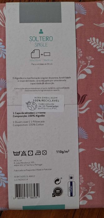 Capa edredão + fronha Kasa 90cm