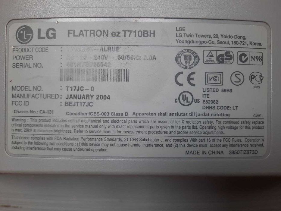 Продам монітор LG Flatron ez t710bh