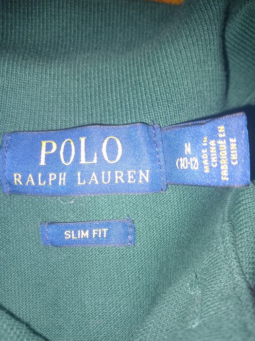 Polo Ralph Lauren verde de manga comprida (tamanho M júnior)