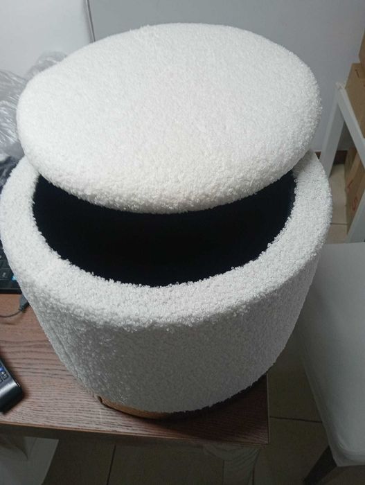 Banco Baú Sempre Viva Bege (Novo) – Puff c/ Arrumação 35cm