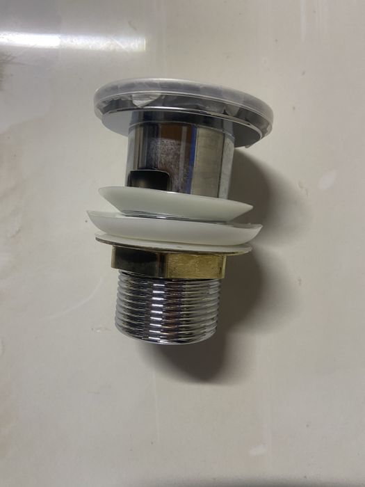 Донний клапан для раковини з переливом Click-Clack латунь 32 мм