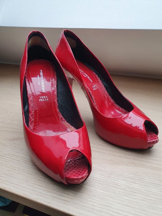 Szpilki Prima Moda r. 38 czerwone skóra !!!