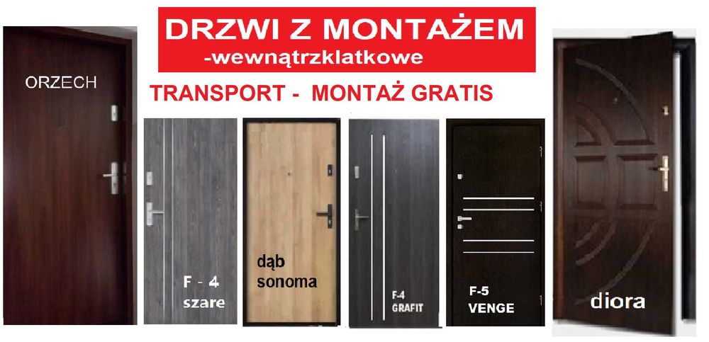 Drzwi zewnętrzne z montażem do mieszkania wejściowe,wewnątrzklatkowe