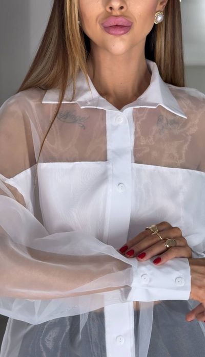 Женская прозрачная рубашка в стиле Zara Жіноча сорочка в стилі Зара