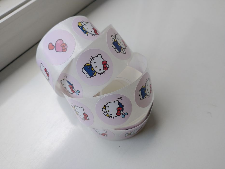 Naklejki naklejka wlepka rolka Hello Kitty okrągłe kawaii