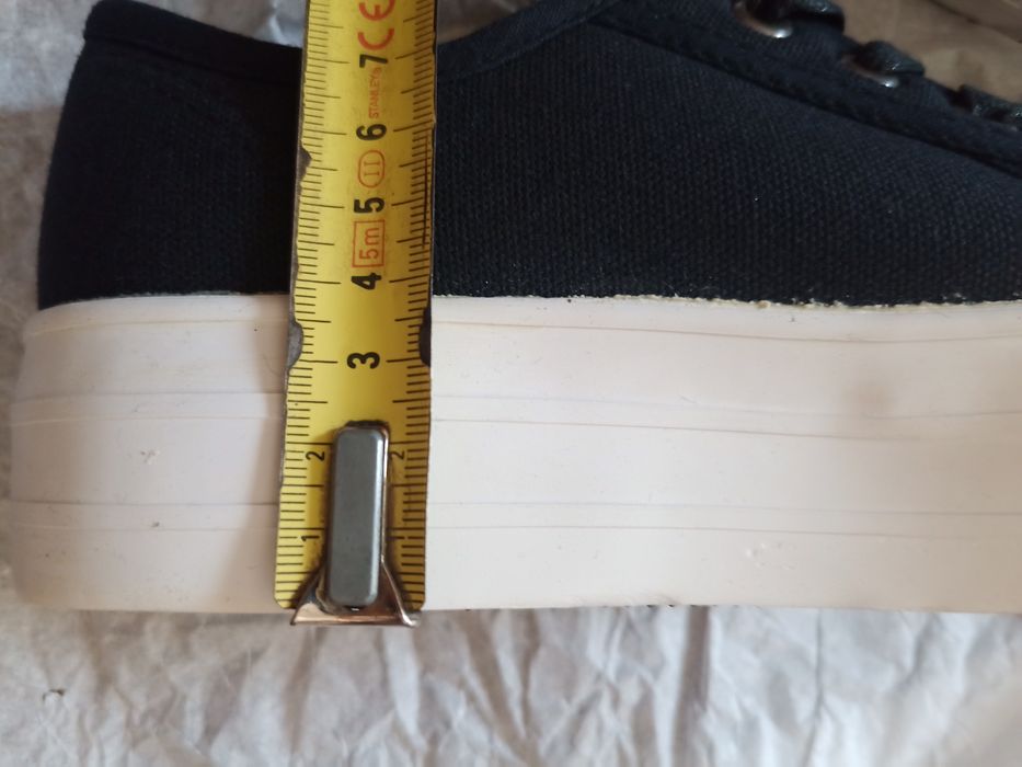 Sneakersy niskie lascana 37 platforma 4 cm gruba podeszwa czarne tramp