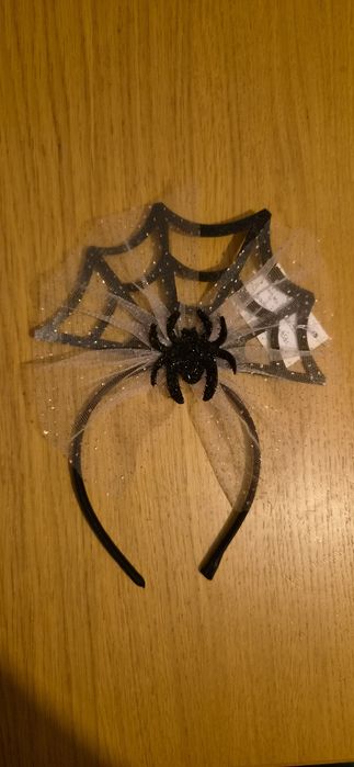 Opaska na glowe czarna akcesoria halloween mroczne pajęczyna pająk