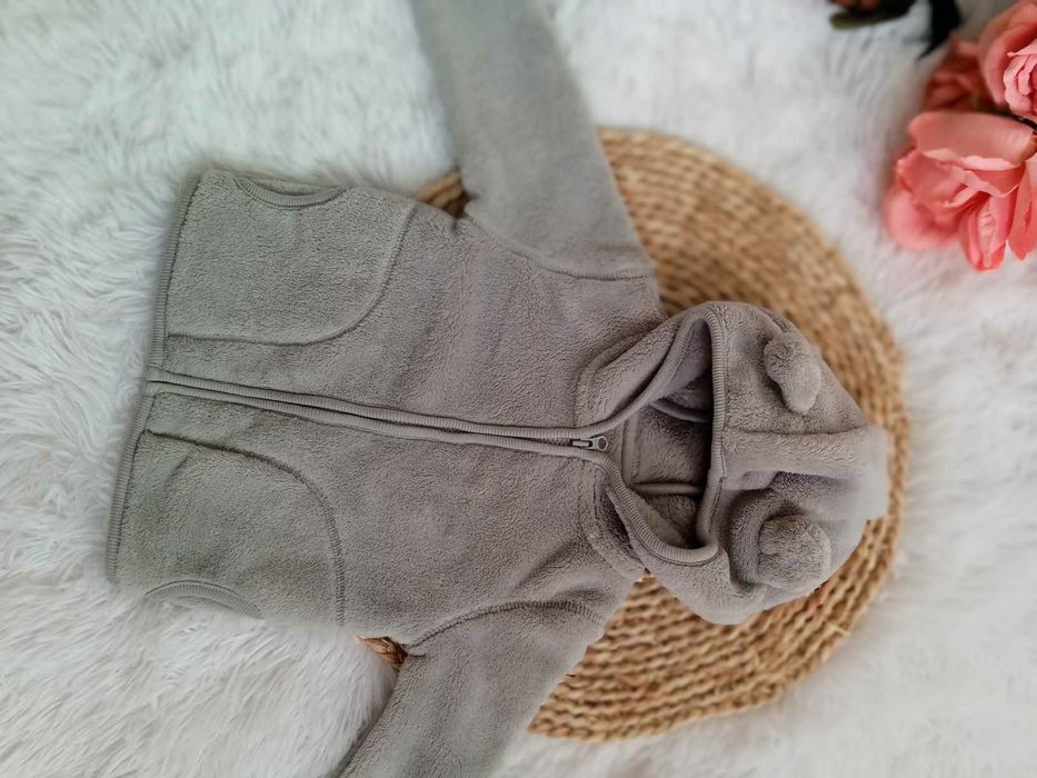 Bluza z uszkami szara 68 rozpinana misiowa dla chłopca