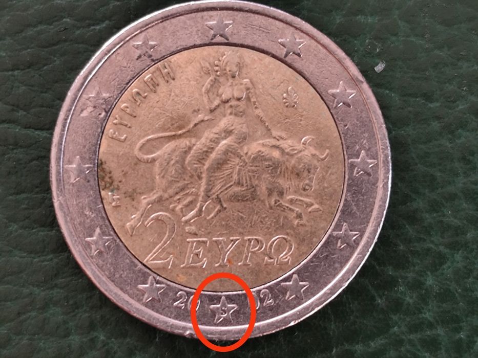 Moedas de €2 com defeito