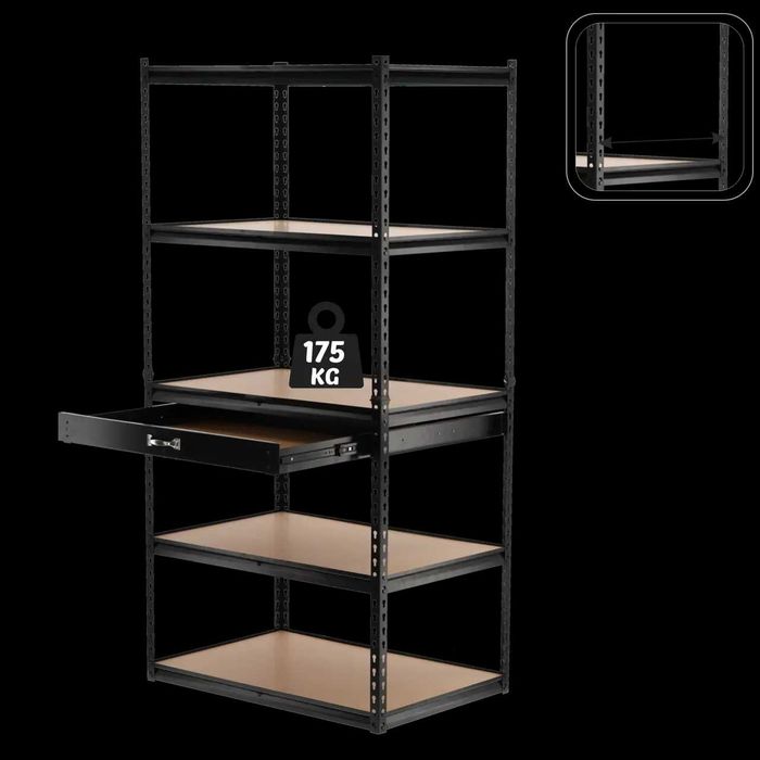 Складський стелаж 5 рівнів 180x90x60 см 175 кг GWI2127 стелаж для