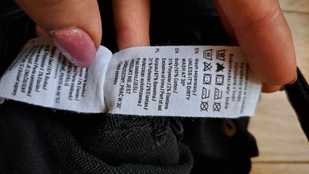 Spodnie, spodenki, ogrodniczki bawełniane, czarne, Fred&Flo, 56,