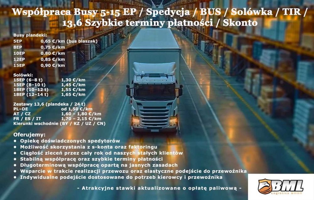 Spedycja współpraca busy TIR | Europa | szybkie terminy płatności | stałe zlecenia gwarantowane przebiegi | Niemiecka Spedycja poszukuje podwykonawców