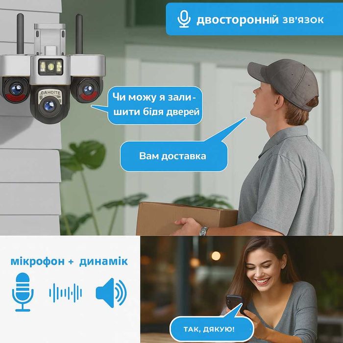 Камера 4G WIFI потрійна відеонагляд вулична рухоме PTZ V380 SC30