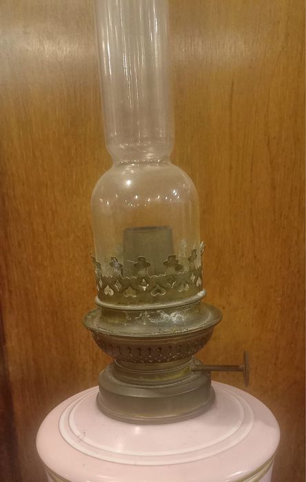 Candeeiro  petroleo vidro opalino Boemia sec  XIX /Antique  Bohemian