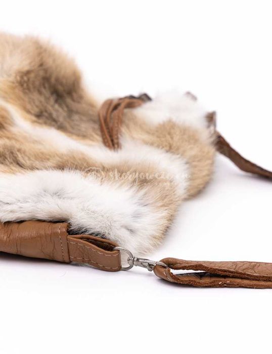 Skórzana torebka futrzana naturalne futro z królika