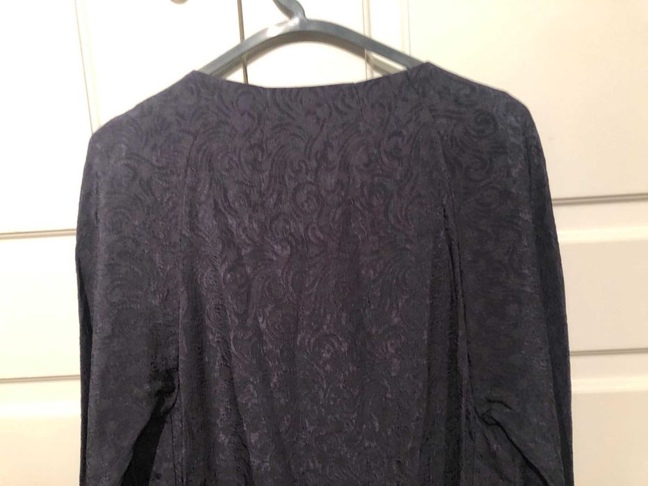 vestido preto em seda estampada marca ZARA XS