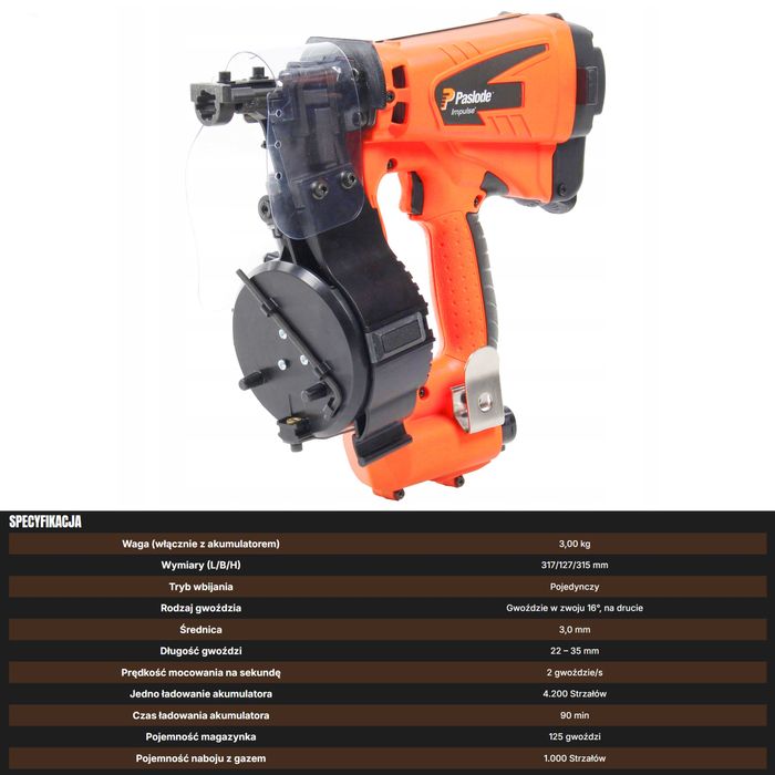 MOCNA Gwoździarka gazowa Paslode IM45 CW do papy gontu papiarka FV,24H