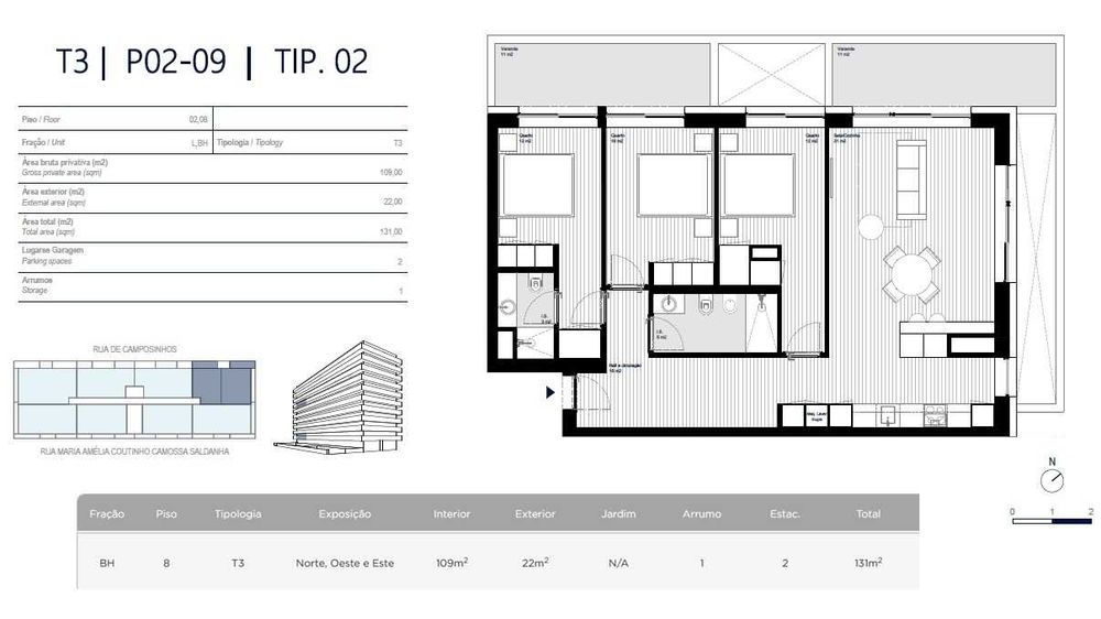 T3 Novo 1600m da praia de Leça da Plameira