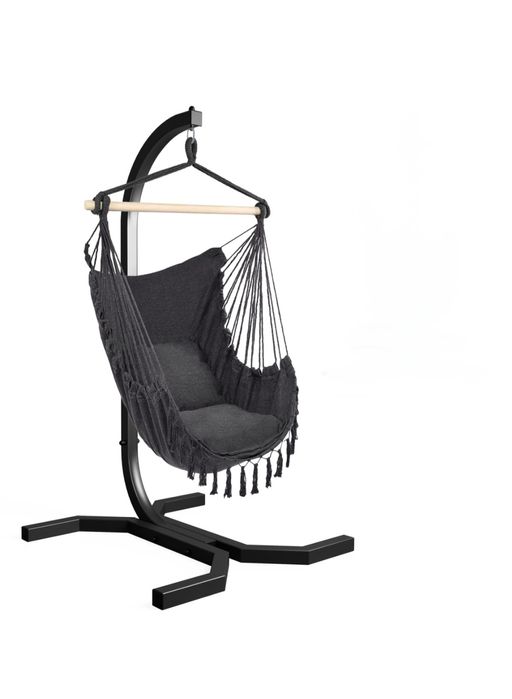 Krzesło brazylijskie na stelażu, fotel wiszący kokon