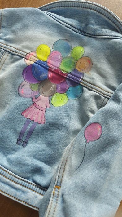 Katana kurtka dzinsowa jeans rozm.74 ręcznie malowana