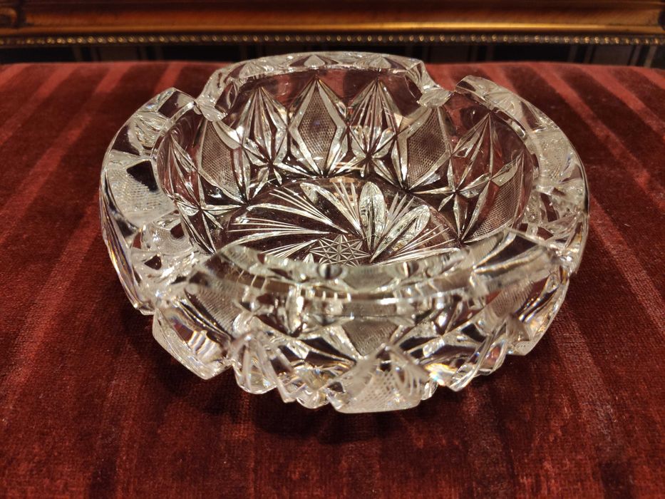 Duża  kryształowa popielnica szkło POPIELNICZKA KRYSZTAŁ PRL
