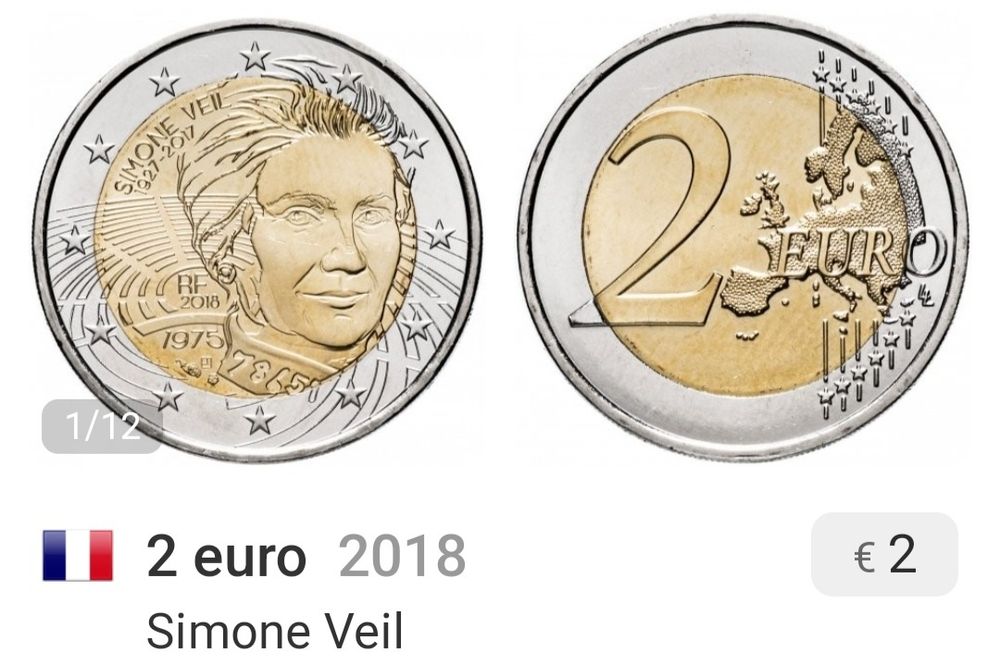 Moeda 2€, Simone 2018