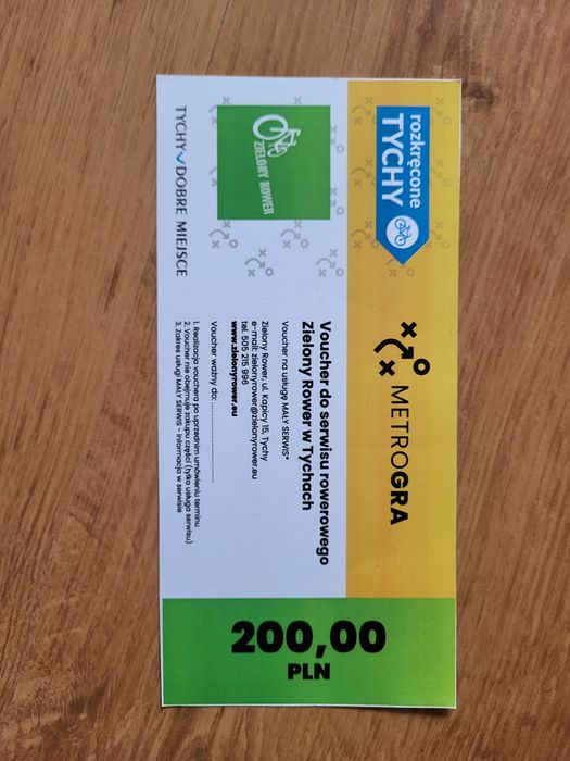 Voucher do Zielony Rower w Tychach wartość 200zł
