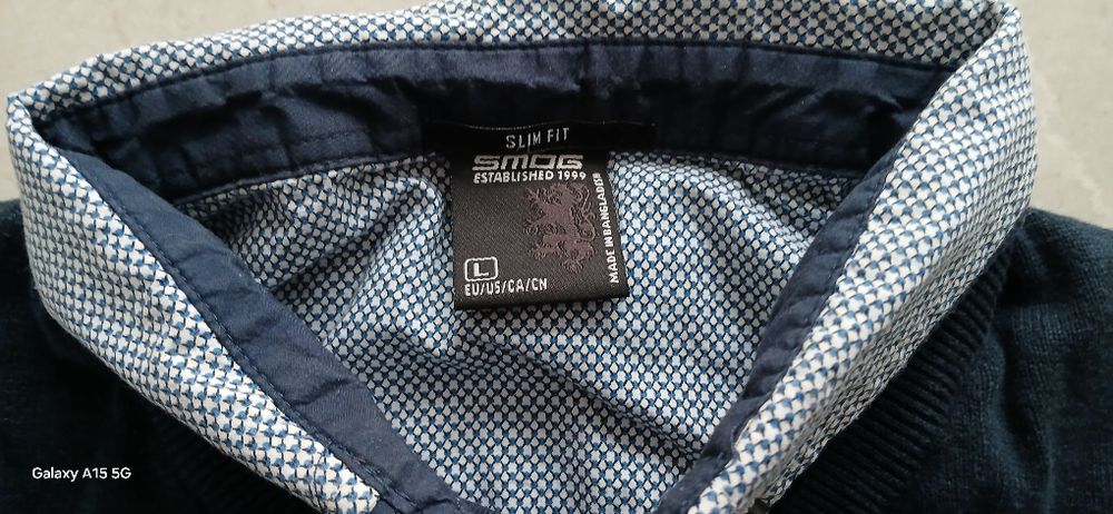 Granatowy męski swetr sweter z kołnierzykiem