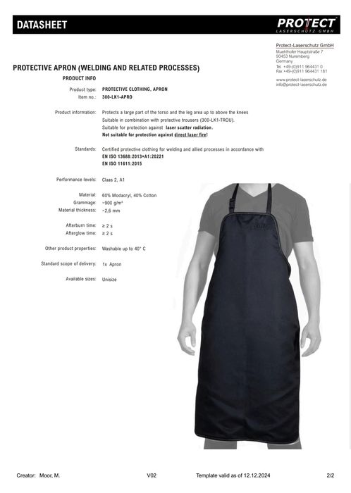 Fartuch do laseru laserowy laser protect