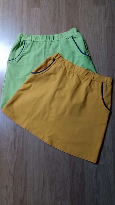 Zestaw 2szt spódniczek 140 Carry kids kieszonki żółta seledynowa