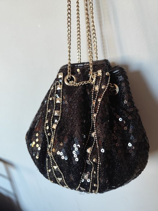 Unikatowa torebka worek na łańcuszku elegancka Andrzejki Sylwester