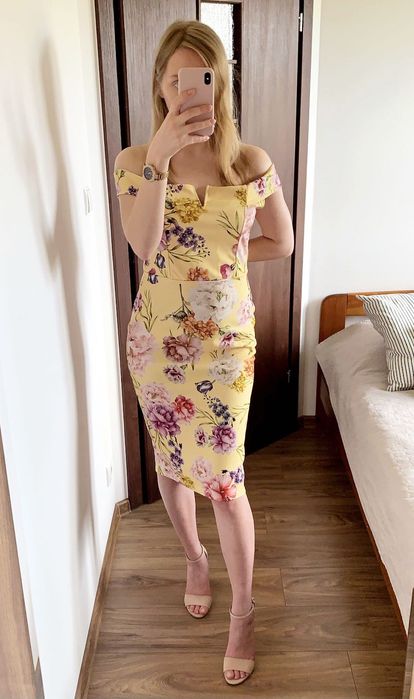 Sukienka dopasowana w kwiaty Missguided 42 XL