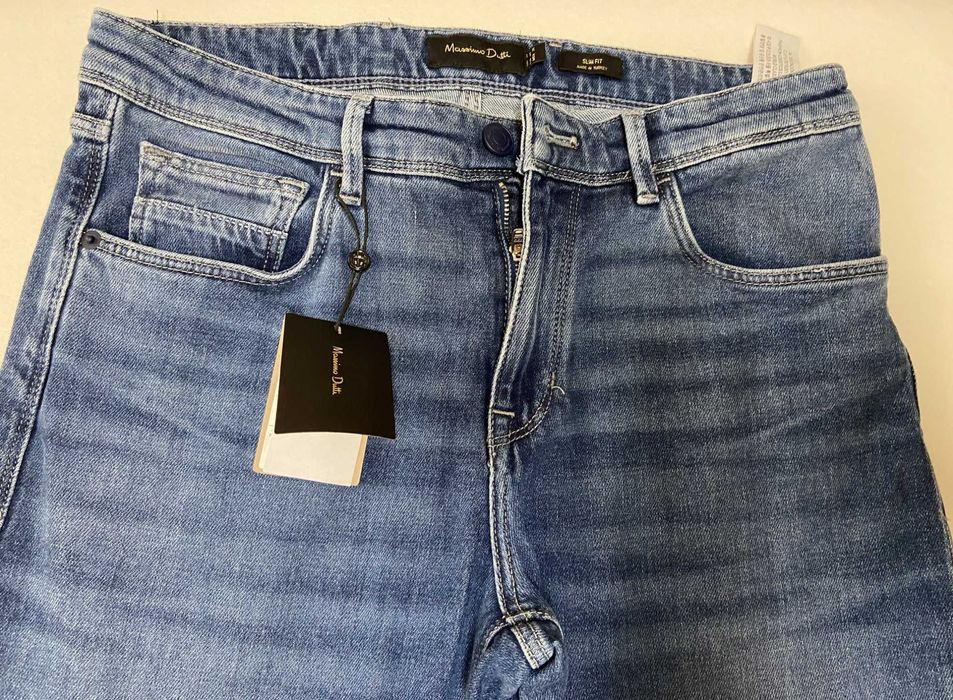 Calças Massimo Dutti Ganga Azul Escuro Tamanho 40 Slim Fit Novas