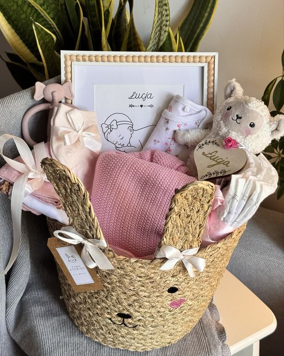 Box prezentowy dla noworodka Standard | Kosz wyprawka Baby Shower Chrzest | Tiny Stories