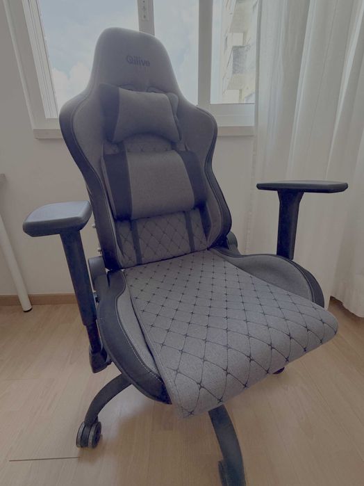 Cadeira Gaming Qilive Q.3532 Tecido Cinza (Como Nova na Caixa)