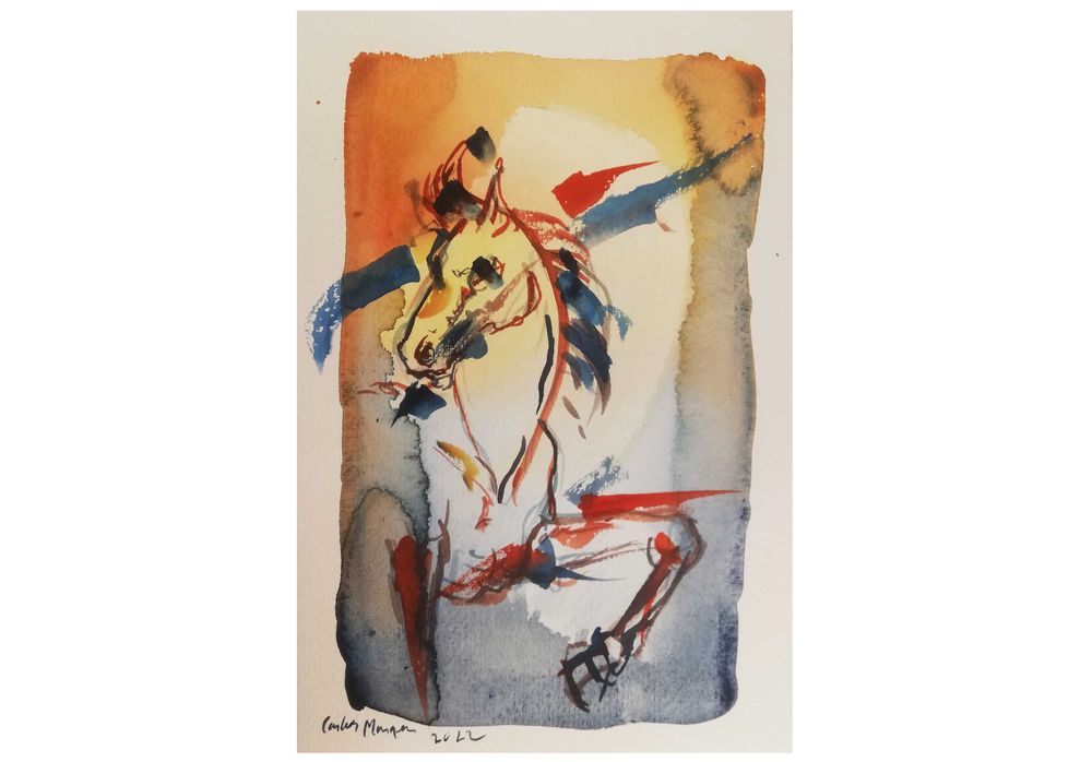 Aguarela. Cavalo. Original de Carlos Marques