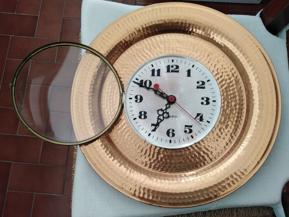 Relógio de Parede com Moldura em Cobre64861925753089123