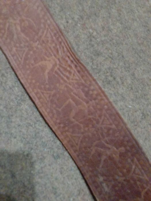 Ремень мужской кожаный СССР с теснением олимпийских видов спорта.