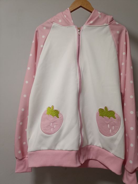 Мила кофта з вушками, jojifuku , kawaii, cutecore рожево-біла