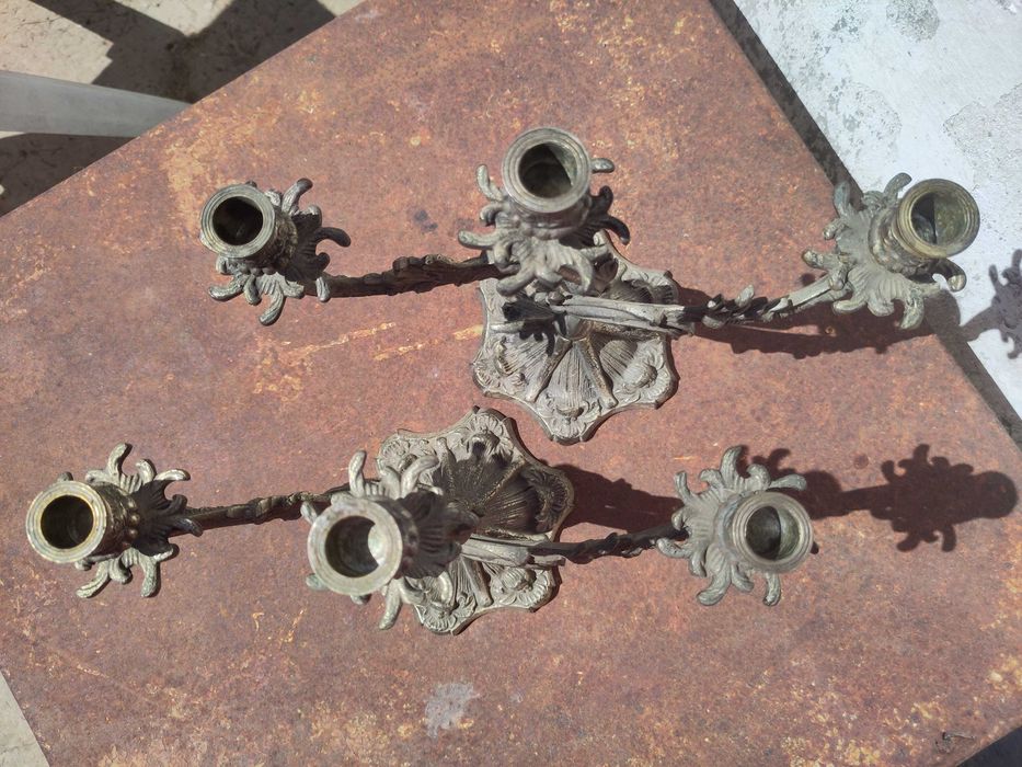 Candelabros (2) de latão - vintage, baroque style