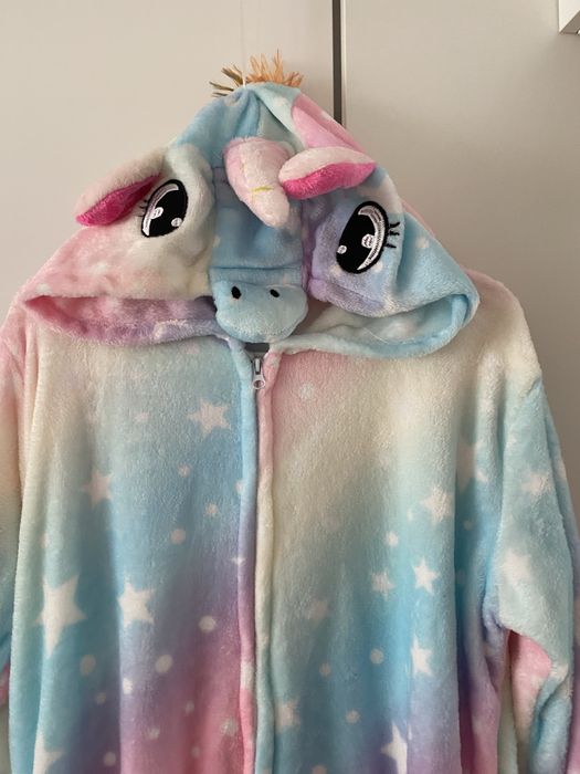 Kigurumi Jednorożec L/XL Piżama Kombinezon Pluszowy Pastelowy z Kapturem
